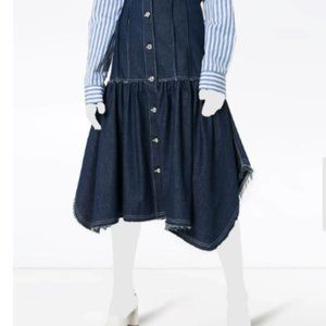 Chloé ruffled frayed denim skirt